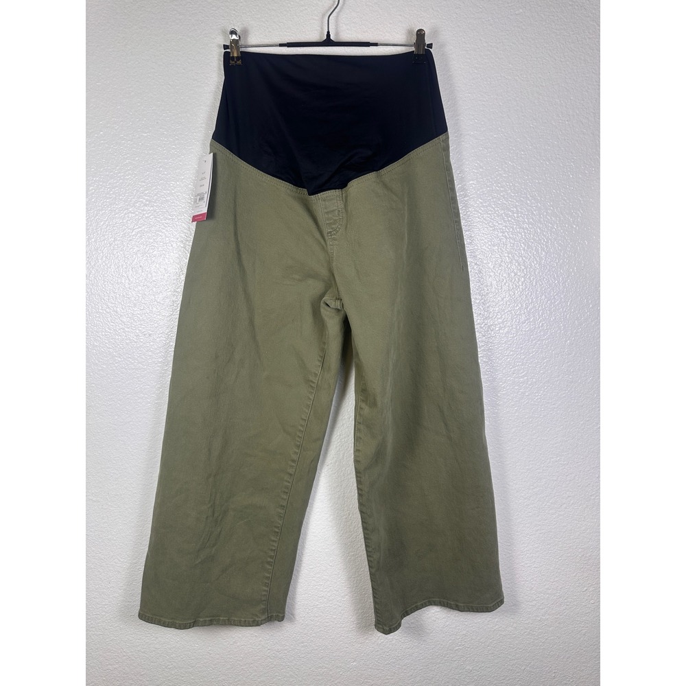 Isabel by Ingrid & Isabel Maternity Wide Leg Pants Olive Green Size 14 27 Inseam